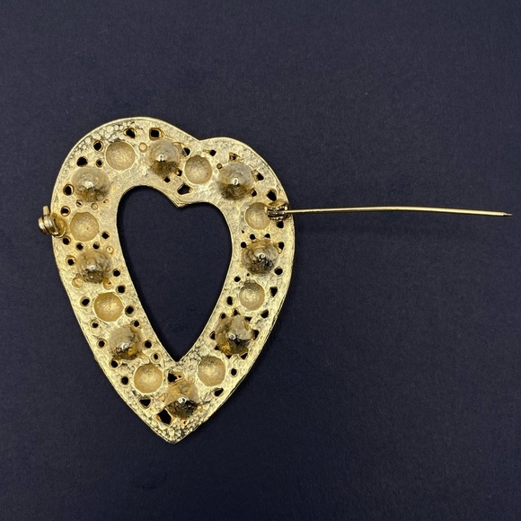 VINTAGE HEART BROOCH with Rhinestones! - Picture 4 of 9